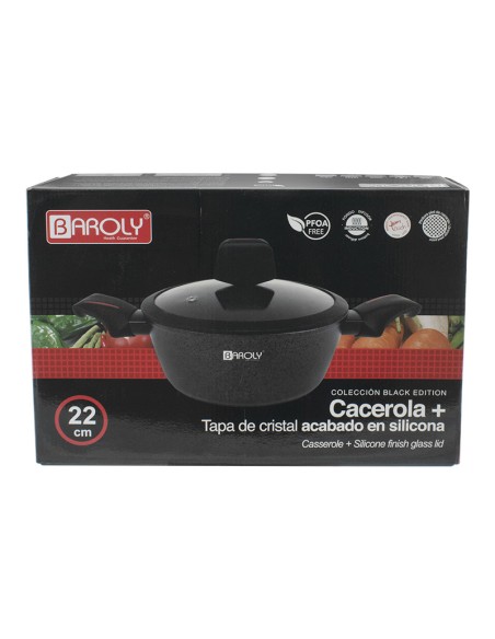 CACEROLA CON TAPA CRISTAL LAUXA HOME - 22CM