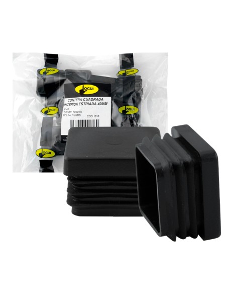 CONTERA INTERIOR CUADRADA NEGRO - 25MM - 25UDS