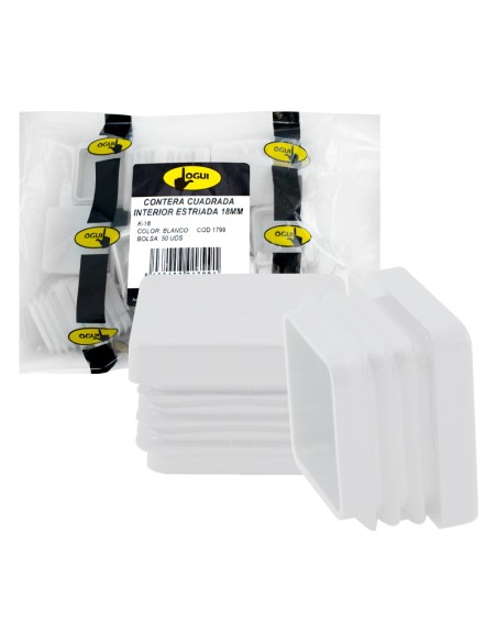 CONTERA INTERIOR CUADRADA BLANCO - 18MM - 50UDS