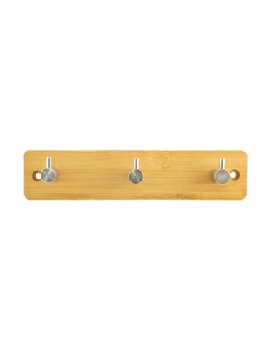 PERCHA MULTIFUNCION ATORNILLADA BAMBÚ + INOX 3 GANCHOS LAUXA HOME