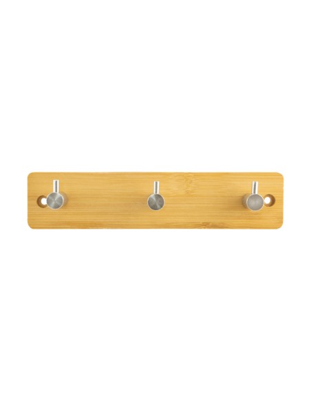 PERCHA MULTIFUNCION ATORNILLADA BAMBÚ + INOX 3 GANCHOS LAUXA HOME