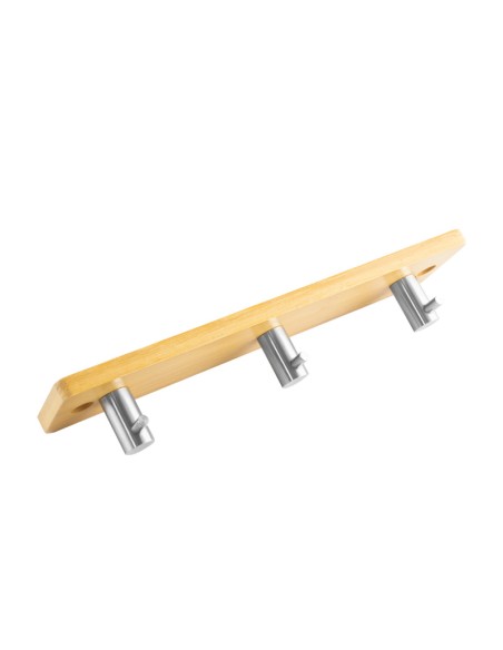 PERCHA MULTIFUNCION ATORNILLADA BAMBÚ + INOX 3 GANCHOS LAUXA HOME