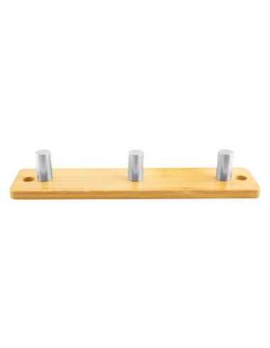 PERCHA MULTIFUNCION ATORNILLADA BAMBÚ + INOX 3 GANCHOS LAUXA HOME