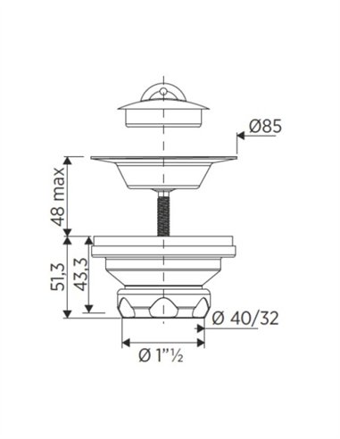 VALVULA FREGADERO 1" 1/2 X 85