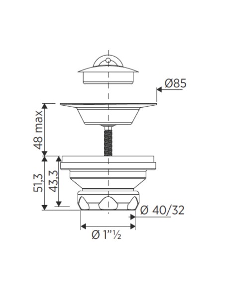 VALVULA FREGADERO 1" 1/2 X 85