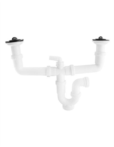 SIFON CURVO VALVULA EXTENSIBLE Y TAPON