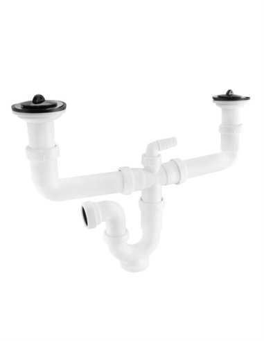 SIFON CURVO VALVULA EXTENSIBLE Y TAPON