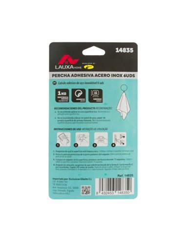 PERCHA MULTIFUNCION ADHESIVA CUADRADA LAUXA HOME