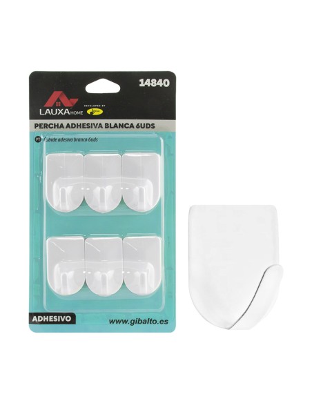 PERCHA ADHESIVA MULTIFUNCION BLANCA LAUXA HOME - 3 UDS