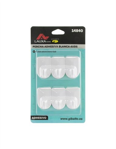 PERCHA ADHESIVA MULTIFUNCION BLANCA LAUXA HOME - 3 UDS