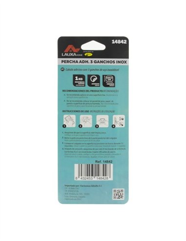 PERCHA ADHESIVA 3 GANCHOS LAUXA HOME