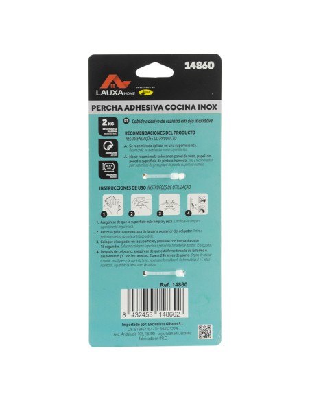 PERCHA ADHESIVA 3 GANCHOS LAUXA HOME