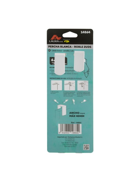 PERCHA PARA PUERTA 2UDS LAUXA HOME