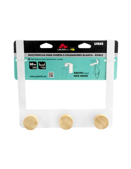 MULTIPERCHA PUERTA LAUXA HOME - 3 COLGADORES - 19.5CM