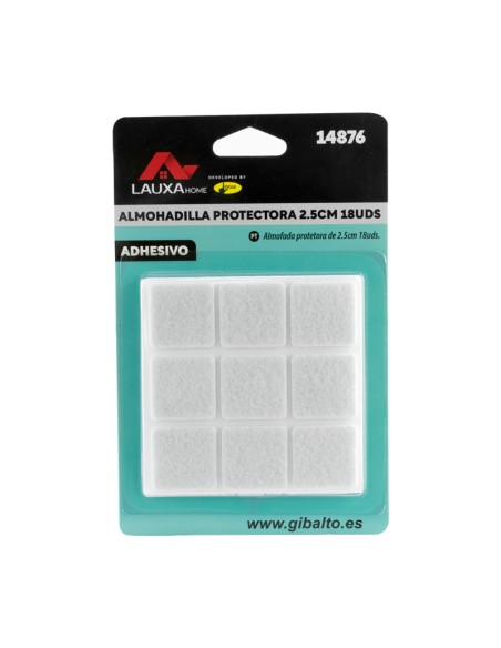ALMOHADILLA PROTECTORA FIELTRO CUADRADA LAUXA HOME - 2.5 CM / 18 UDS / BLANCO