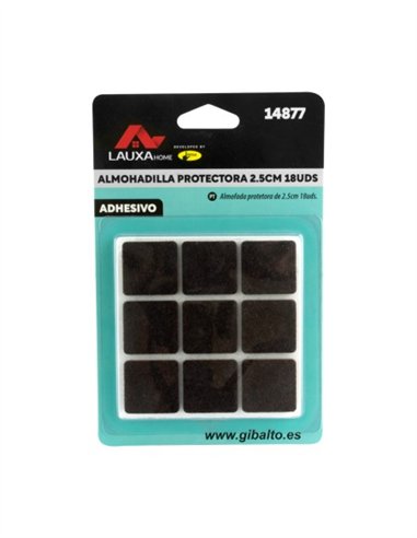 ALMOHADILLA PROTECTORA FIELTRO CUADRADA LAUXA HOME - 2.5 CM / 18 UDS / MARRON