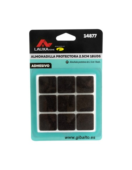 ALMOHADILLA PROTECTORA FIELTRO CUADRADA LAUXA HOME - 2.5 CM / 18 UDS / MARRON