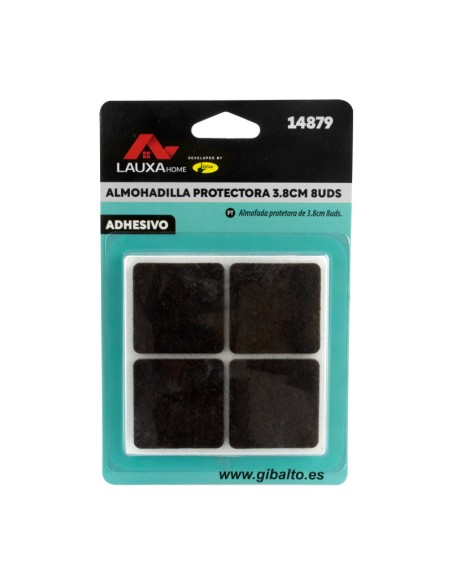 ALMOHADILLA PROTECTORA FIELTRO CUADRADA LAUXA HOME - 3.8 CM / 8 UDS / MARRON
