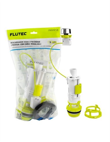 DESCARGADOR DOBLE PULSADOR UNIVERSAL CON CABLE REGULABLE FLUTEC - BOLSA