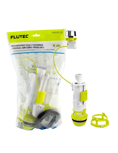 DESCARGADOR DOBLE PULSADOR UNIVERSAL CON CABLE REGULABLE FLUTEC - BOLSA