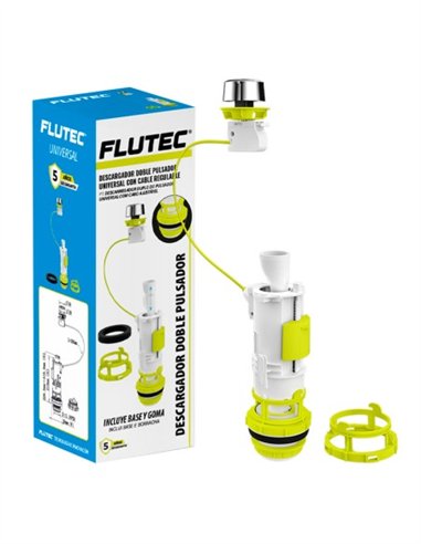 DESCARGADOR DOBLE PULSADOR UNIVERSAL CON CABLE REGULABLE FLUTEC - CAJA