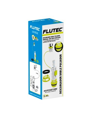 DESCARGADOR DOBLE PULSADOR UNIVERSAL CON CABLE REGULABLE FLUTEC - CAJA