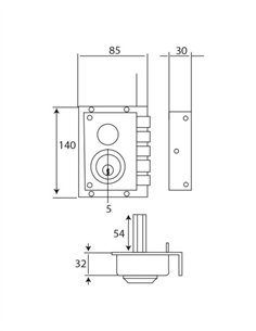 CERRADURA L3240CS PINTADO ORO INTHER - IZQUIERDA