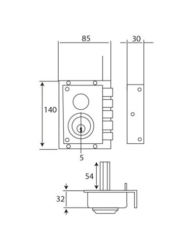 CERRADURA L2240CS PINTADO ORO INTHER - IZQUIERDA
