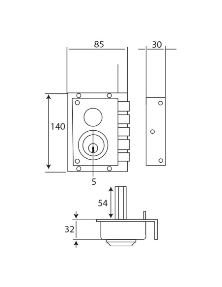 CERRADURA L2240CS PINTADO ORO INTHER - IZQUIERDA