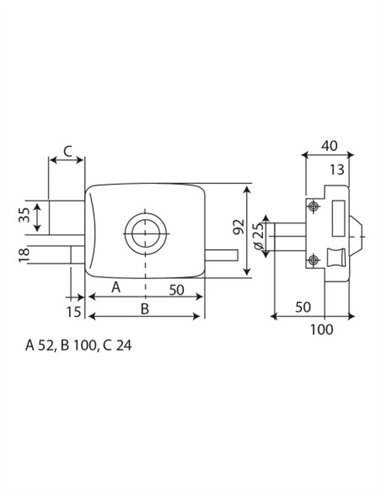 CERRADURA SOBREPONER L125-10 INTHER - IZQUIERDA