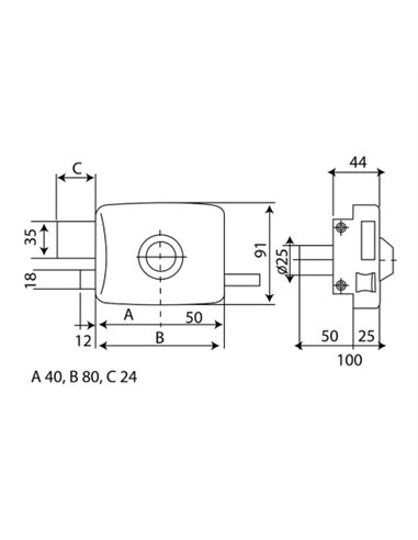 CERRADURA SOBREPONER L125-8 INTHER - IZQUIERDA