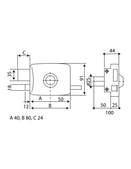 CERRADURA SOBREPONER L125-8 INTHER - IZQUIERDA