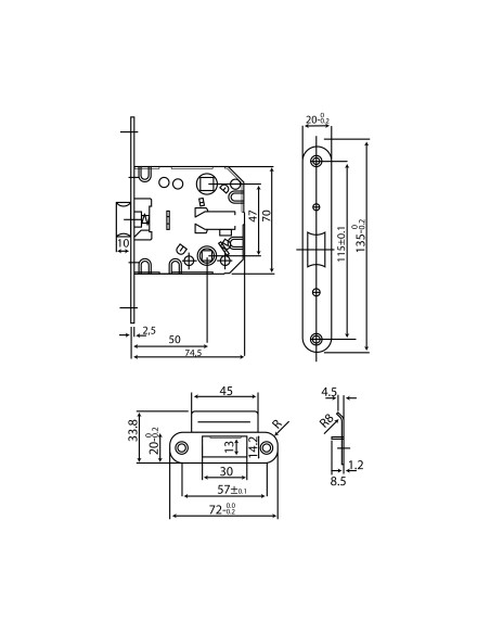 PICAPORTE L2000/47 INTHER - INOX.