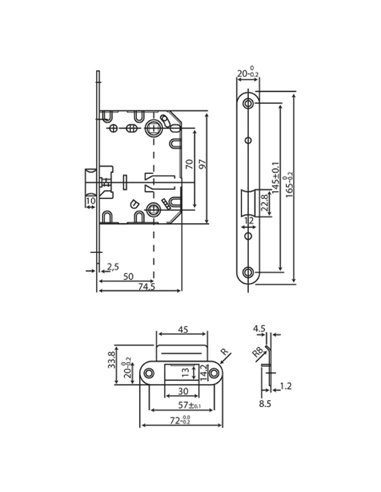 PICAPORTE L2000/70 INTHER - INOX.