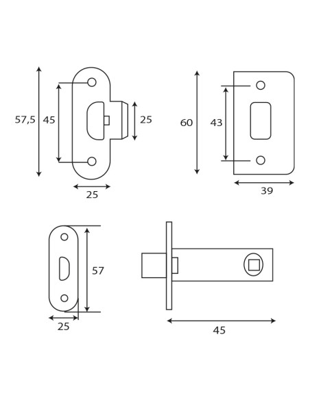 PICAPORTE TUBULAR L911/45 INTHER - NS CC