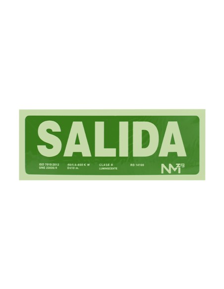 SEÑAL PVC FLUORESCENTE 11,3X30 "SALIDA"