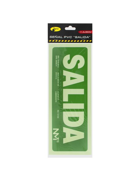 SEÑAL PVC FLUORESCENTE 11,3X30 "SALIDA"