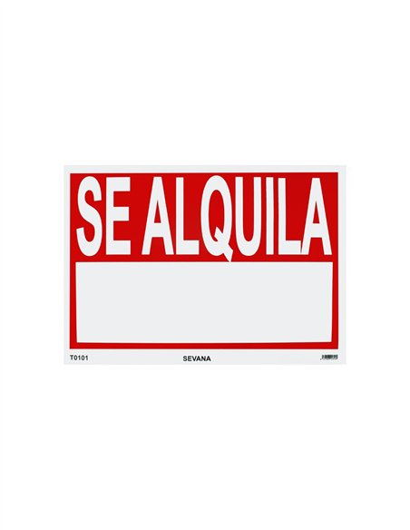 CARTEL 100X70 "SE ALQUILA" - ROJO - BLANCO