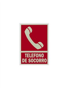 SEÑAL PVC FLUORESCENTE 21X29 "TELÉFONO DE SOCORRO"