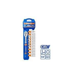 JUEGO 12PZS VASOS 1/4'' CON CARRACA WADFOW