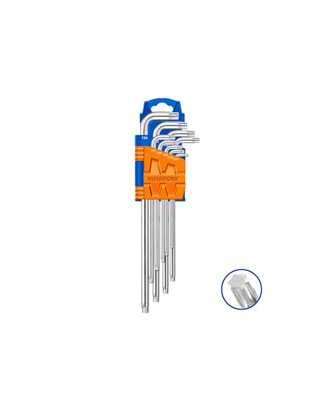JUEGO 9PZS LLAVES TORX EXTRALARGAS WADFOW