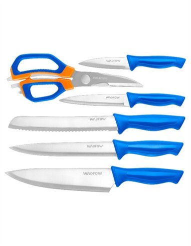 JUEGO 6 PZS TIJERAS Y CUCHILLOS DE COCINA WADFOW