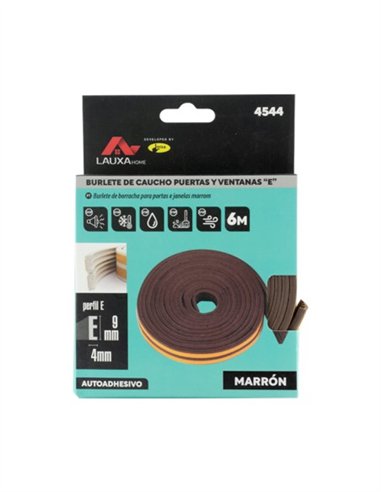 BURLETE CAUCHO PERFIL "E" 9MM/6M - MARRON