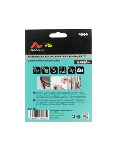 BURLETE CAUCHO PERFIL "E" 9MM/6M - MARRON