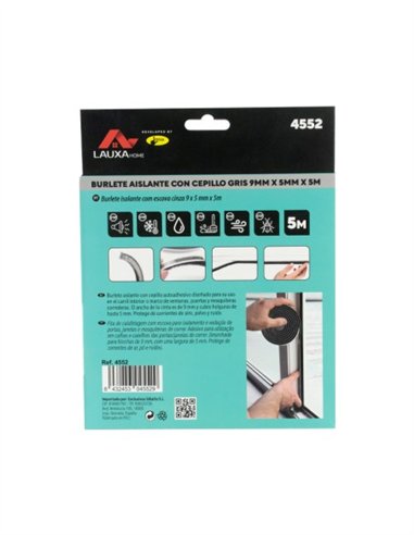 BURLETE AISLANTE CON CEPILLO AUTOADHESIVO 5M - 11 X 7 MM