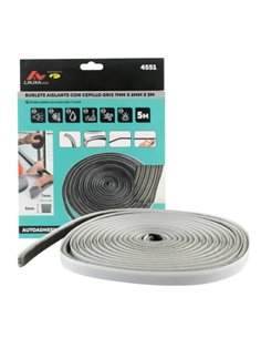 BURLETE AISLANTE CON CEPILLO AUTOADHESIVO 5M - 13 X 6 MM