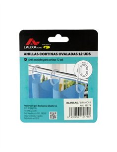 ANILLAS CORTINA OVALADAS 12 UDS LAUXA HOME - TRANSPARENTE