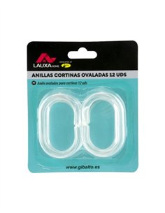 ANILLAS CORTINA OVALADAS 12 UDS LAUXA HOME - TRANSPARENTE 2