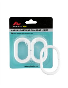 ANILLAS CORTINA OVALADAS 12 UDS LAUXA HOME - BLANCO