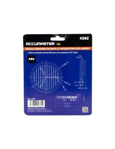 REJILLA REDONDA ABS BLANCA CON MOSQUITERA 100-130MM